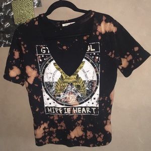 Acid wash cut out t shirt